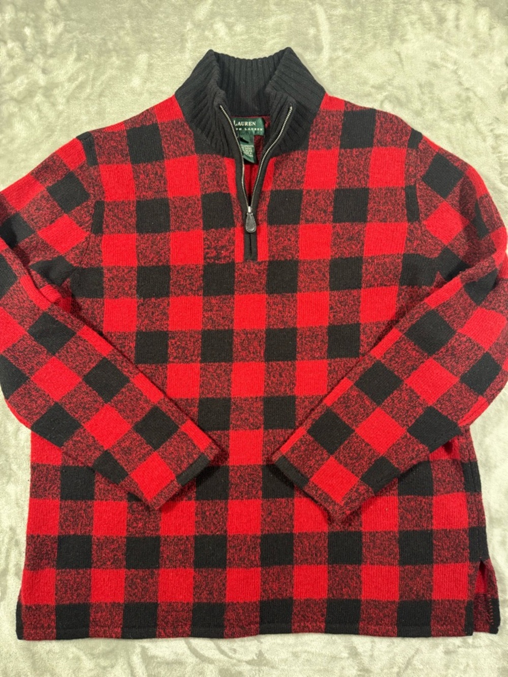 Vintage Lauren Ralph Lauren LRL Pullover Lambswool Womens L Red Buffalo Plaid